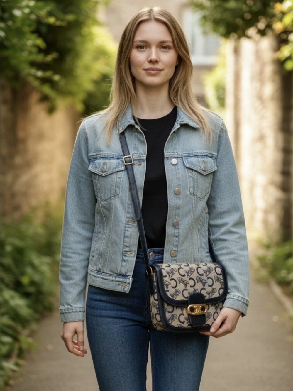 Vtg. CELINE C Sulky Horse & Carriage Jacquard Navy Canvas Purse (Retail $1500+) - Picture 17 of 17